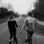 Couple bicycling